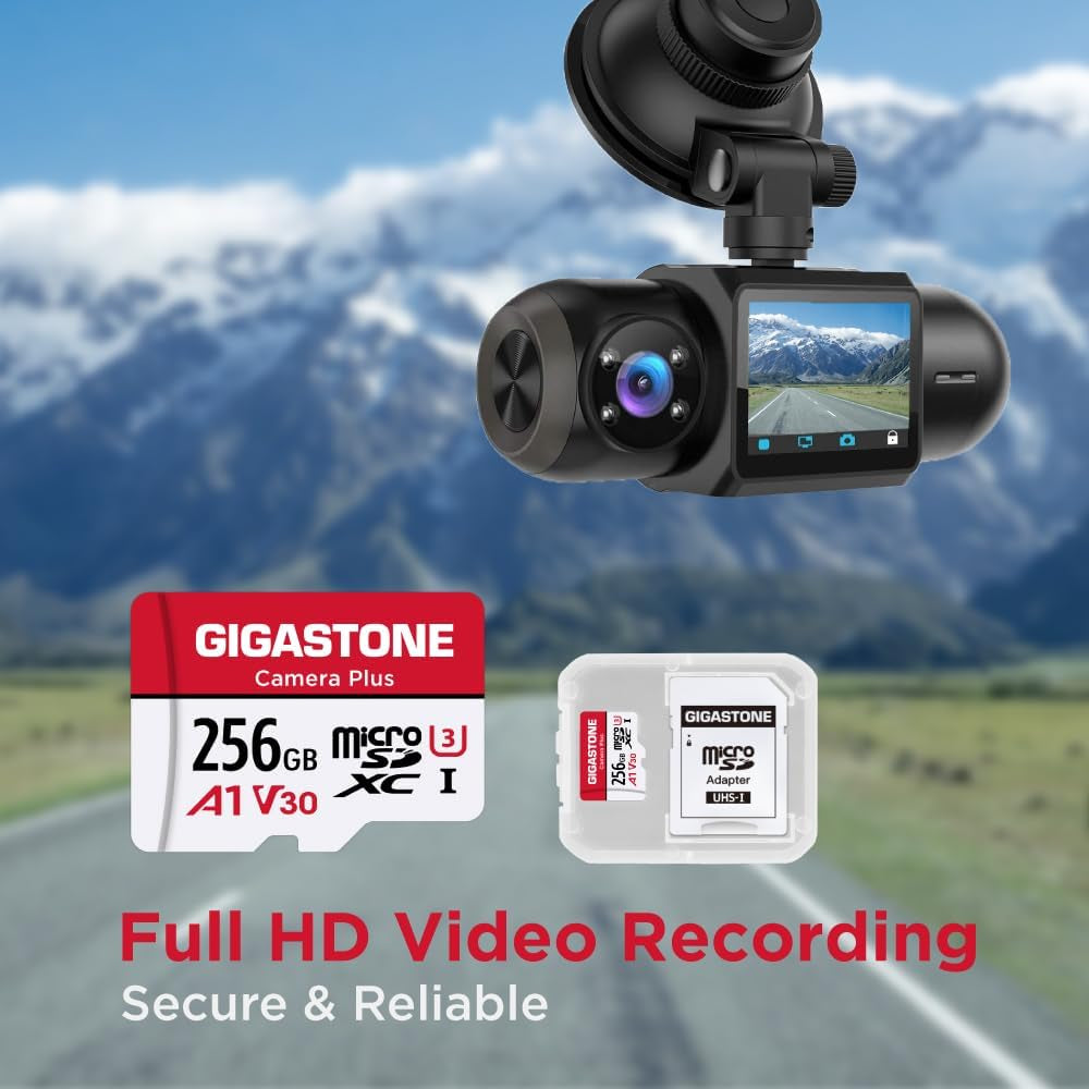 256GB Camera plus Series Memory Card, Read Speed up to 100Mb/S. Ideal for Full HD Video Gopro Drone Android Camera, A1 Micro SDXC Card with Mini Case and SD Adapter.