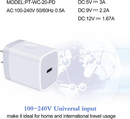 20W Samsung S26 Type C Wall Charger Fast Charging Block for Galaxy A17 A56 A16 A36 S26 Ultra S25 S24 A15 A55 A14, PD 3.0 Wall Charger USB C Box Adapter for Iphone 17 16E 16 15 Pro Max Pixel 10A 9 Pro